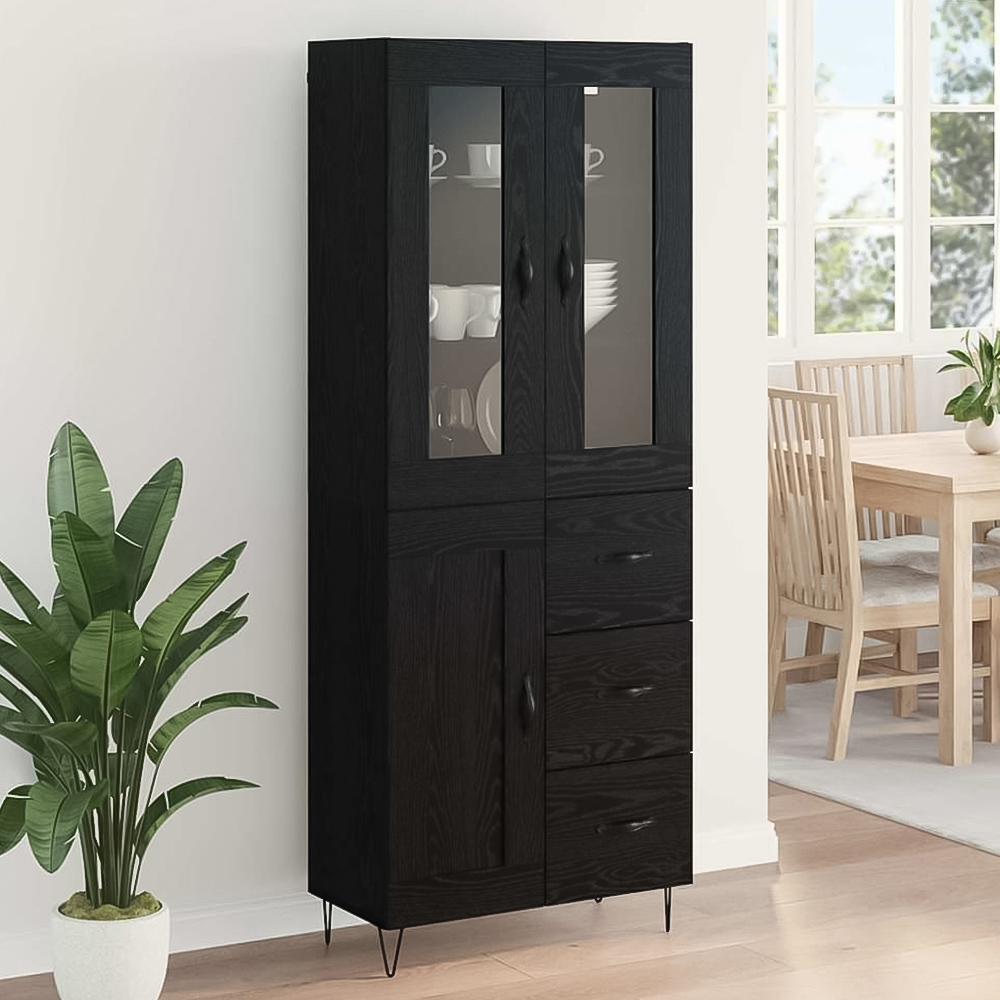 vidaXL 3 Door 3 Drawer Black Oak Sideboard Image 1