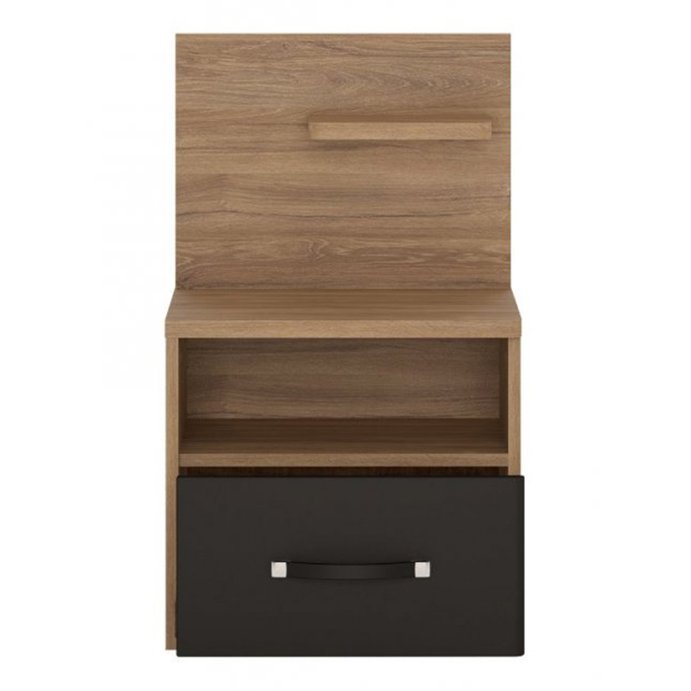 Florence Single Drawer Single Shelf Stirling Oak and Matt Black Bedside Table Image 3