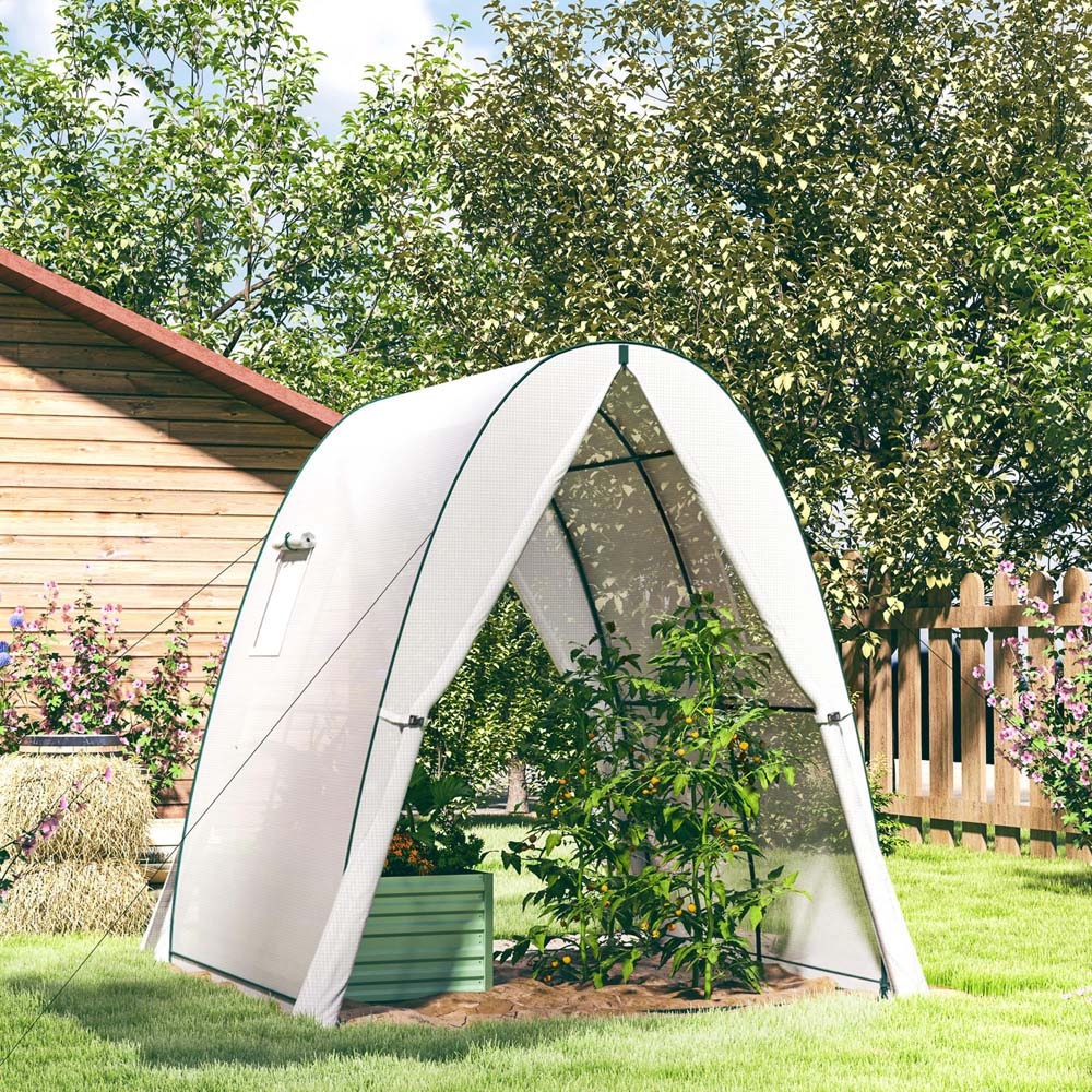 Outsunny 2 Door White Portable 5.9 x 5.9ft Greenhouse Image 2