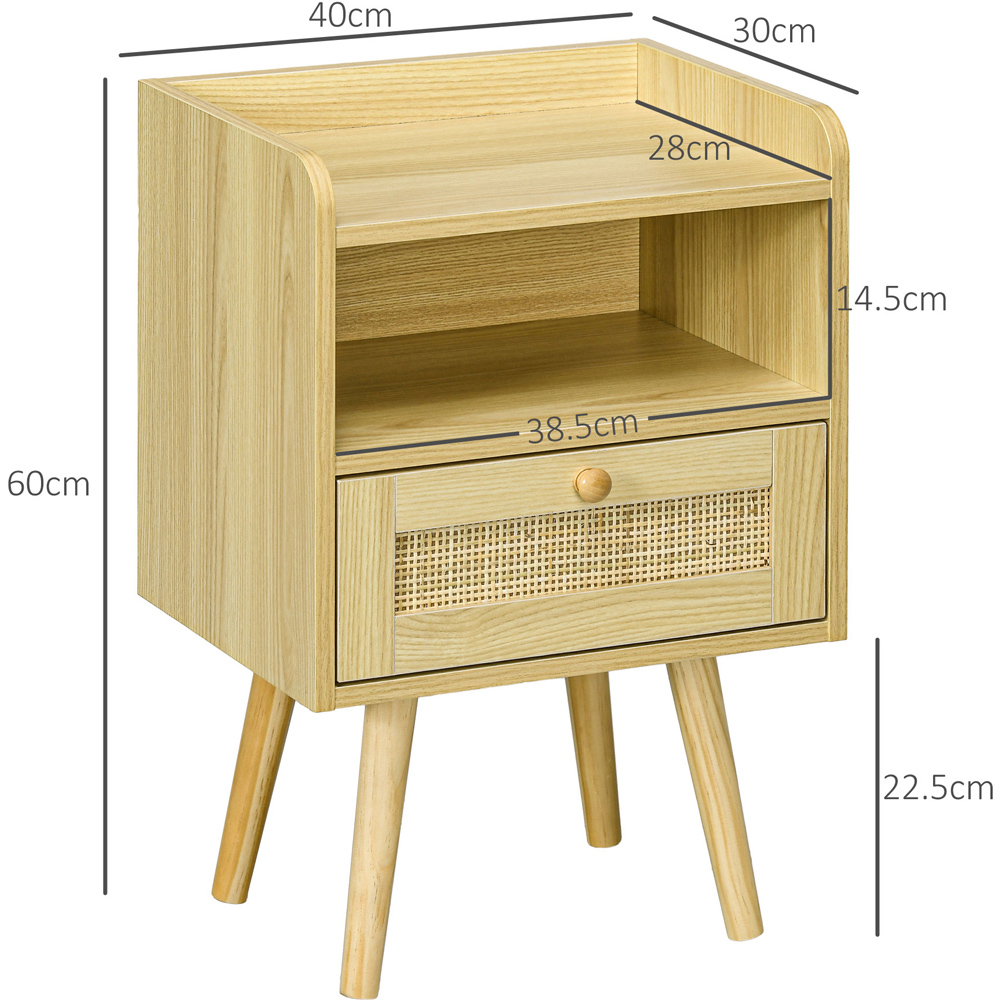 Portland Single Drawer 2 Shelf Boho Bedside Table Set of 2 Image 8