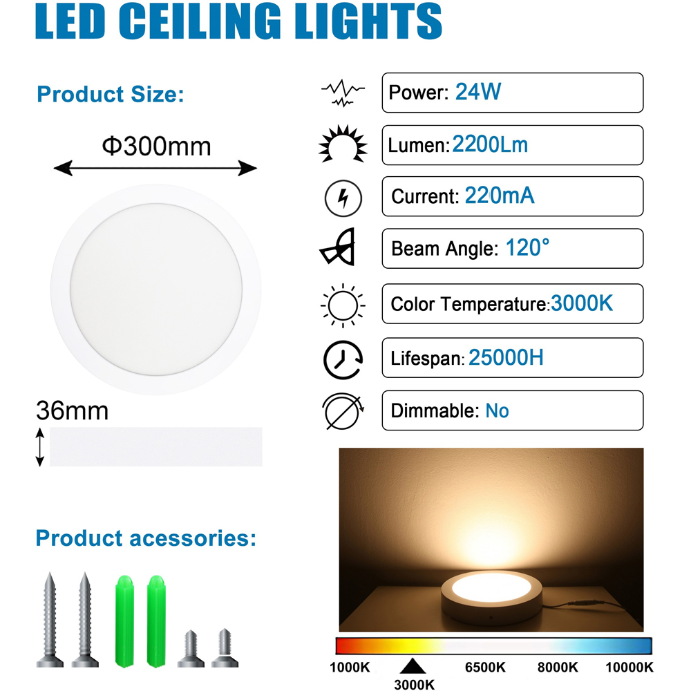 ExtraStar Warm White Flush Mount LED Ceiling Light Image 4