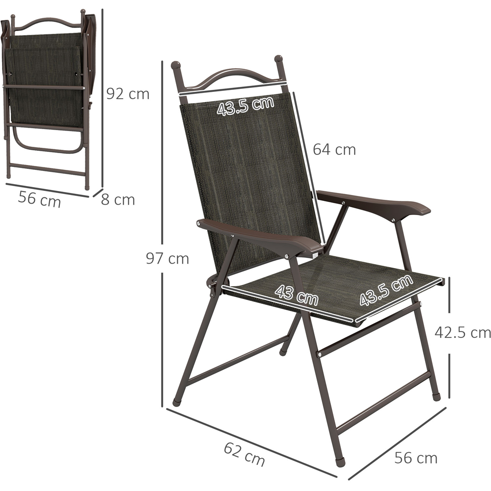 Outsunny Brown Mesh Fabric Folding Camping Chair Set of 2 Image 7