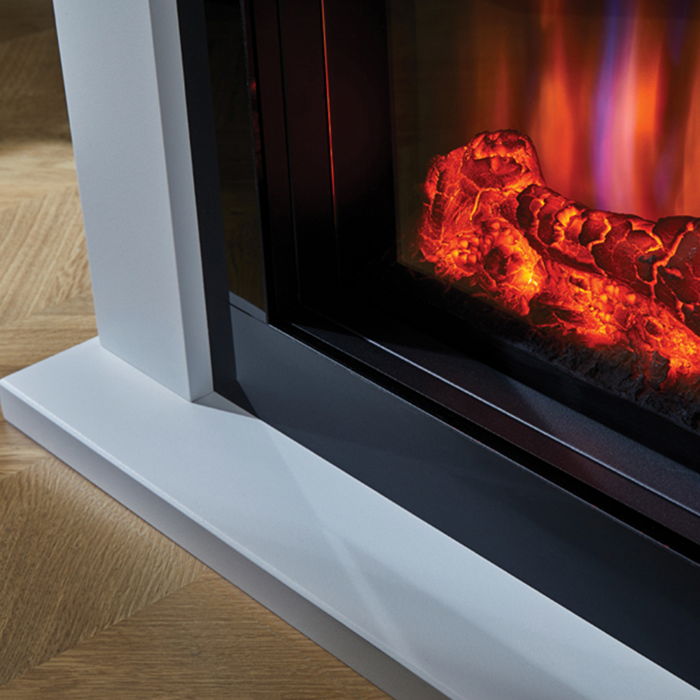 Suncrest Lumley White and High Gloss Black Textured Electric Suite Image 4