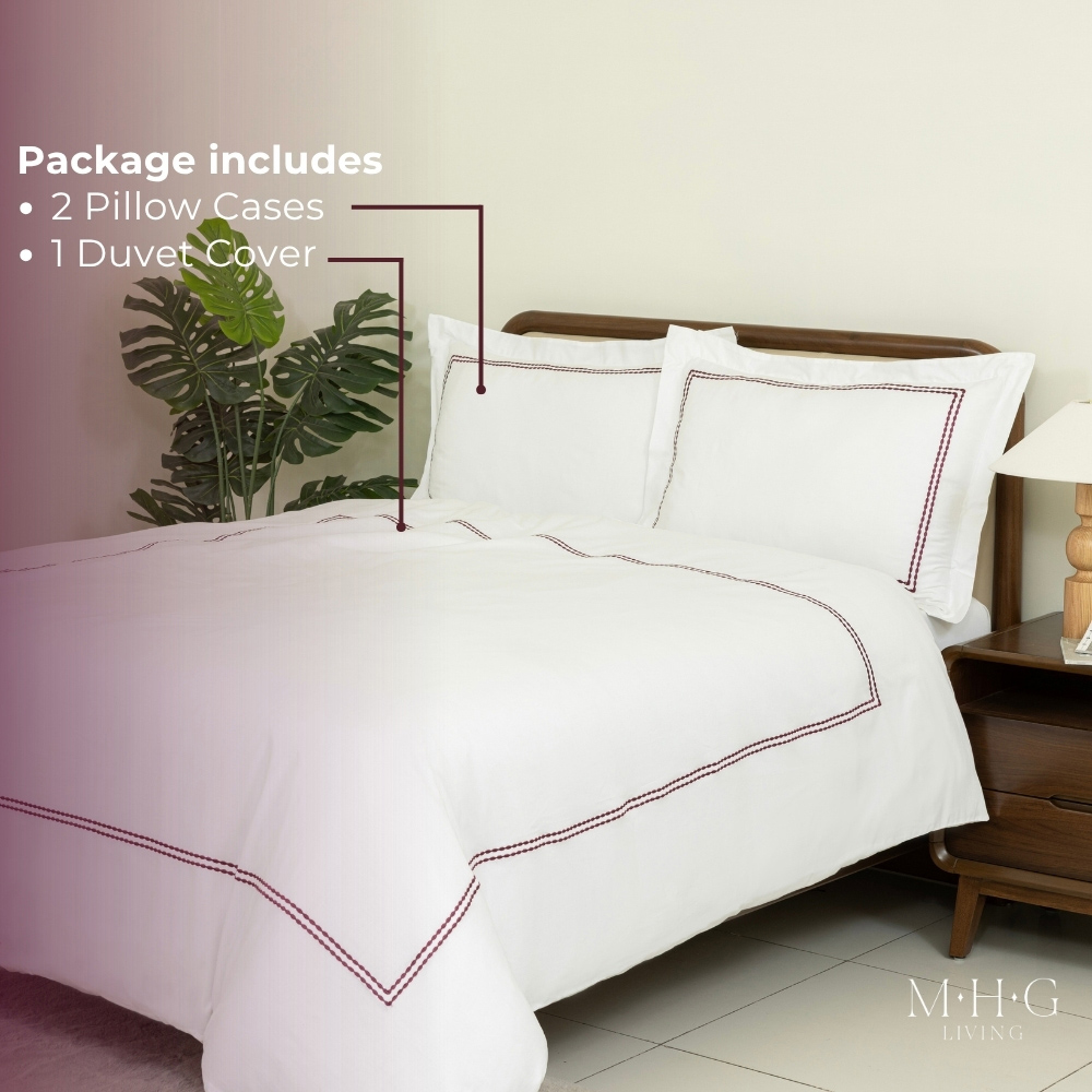 MHG Living King Size Kensington Burgundy 200 Thread Count Duvet Cover Set Image 2
