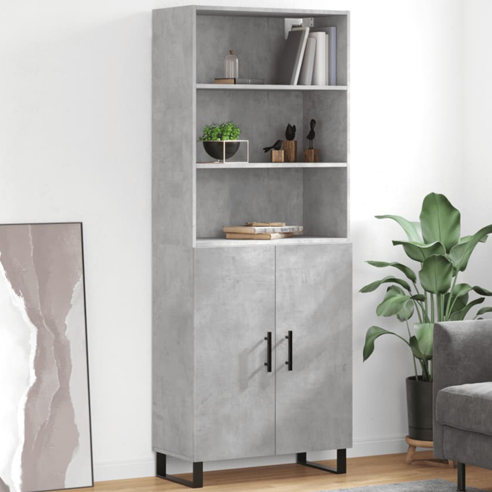 vidaXL 2 Door 3 Shelf Concrete Grey Highboard Image 1