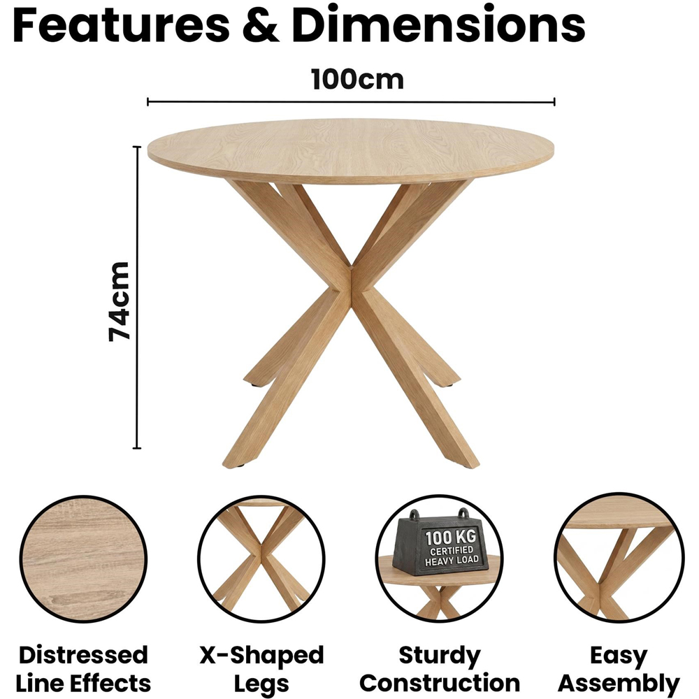 Kosy Koala 4 Seater Wood Effect Faux Leather Round Dining Set White Image 9