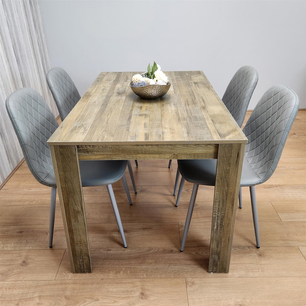 Portland 4 Seater Dining Set Rustic Effect and Grey Gem Image 7