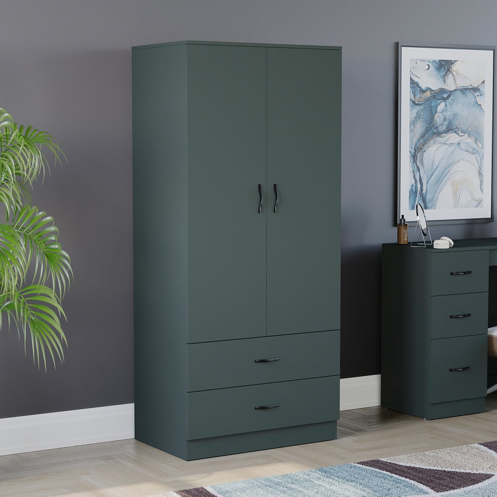 Vida Designs Riano 2 Door 2 Drawer Green Wardrobe Image 4