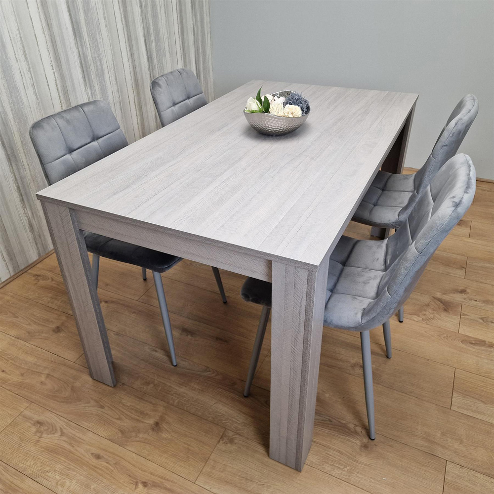Portland 4 Seater Velvet Dining Set Grey Image 4