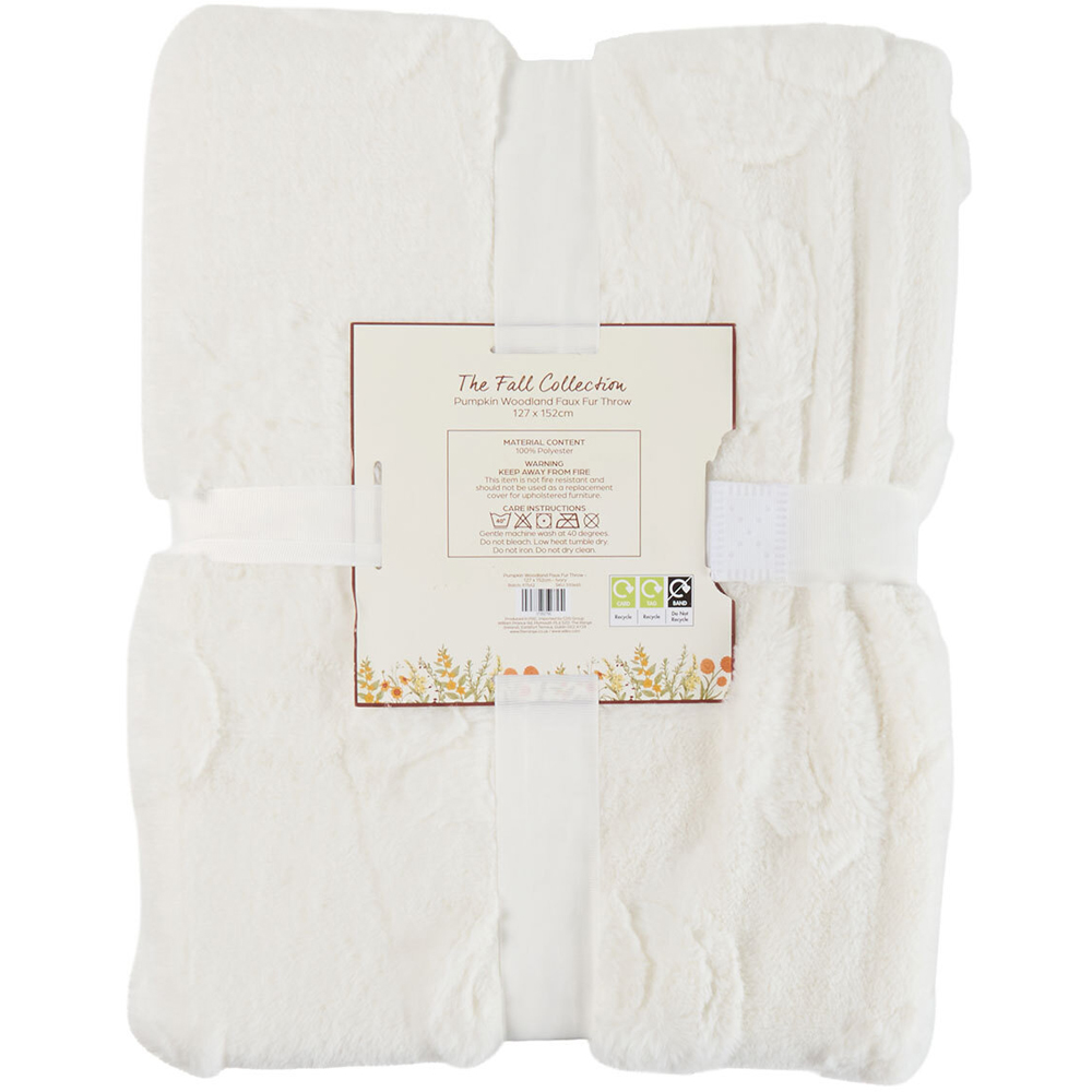 Pumpkin Woodland Faux Fur Throw White Image 5