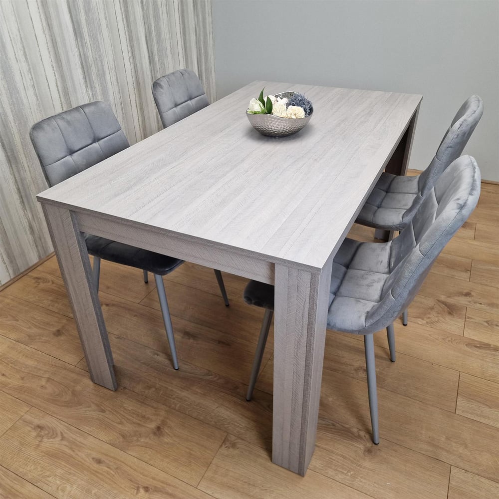 Portland 4 Seater Velvet Dining Set Grey Image 5
