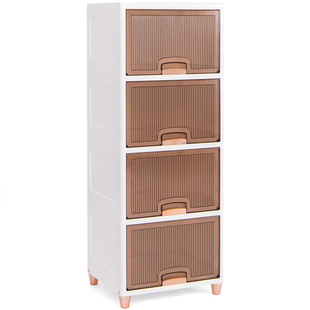 Costway 4 Drawer White Stackable Storage Bins Image 1