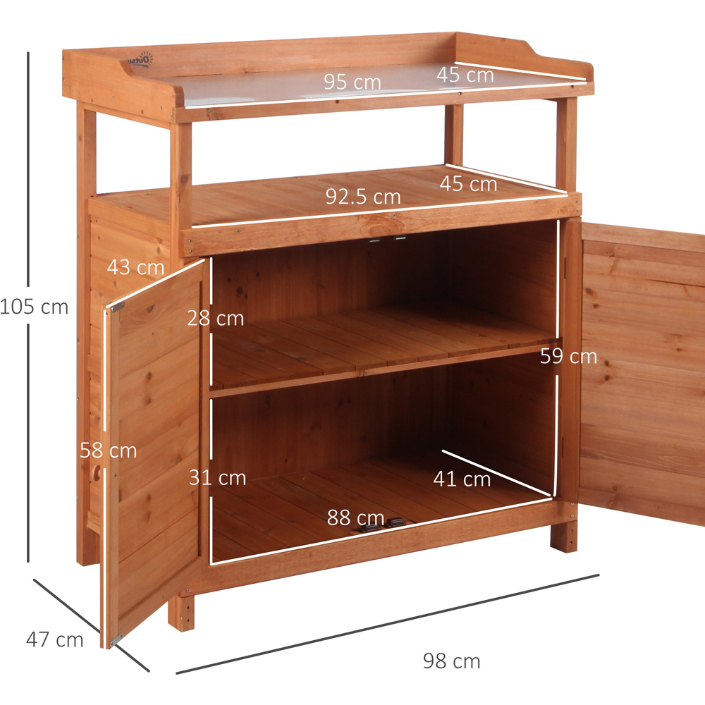 Outsunny 2-in-1 Wooden Multi-Function Potting Bench Image 7