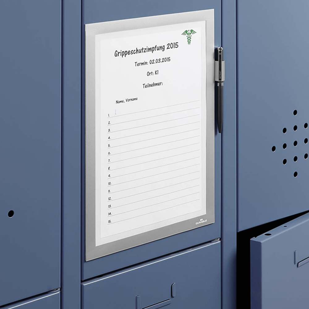 Durable DURAFRAME Note A4 Silver Magnetic Document Signage Frame 5 Pack Image 6