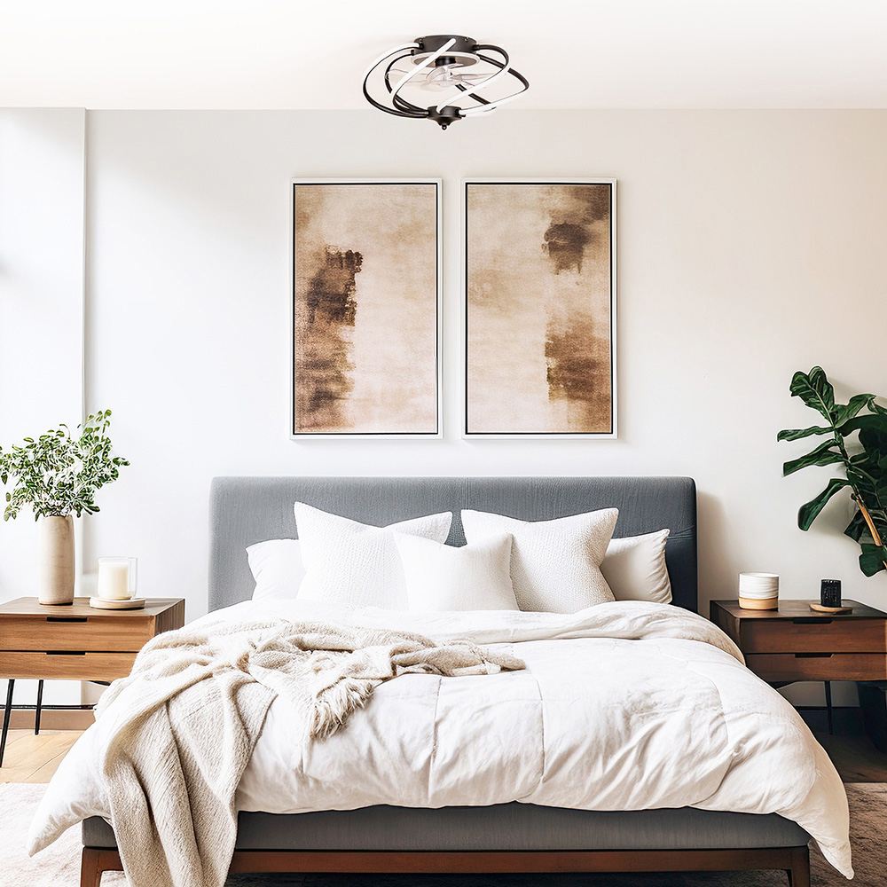 ValueLights Infinity Matt Black Swirl Integrated LED Ceiling Fan with Remote Control Image 2