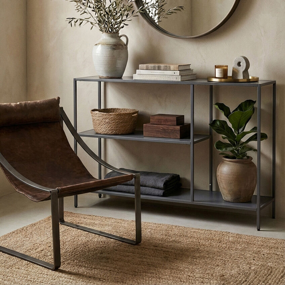 Premier Housewares Grey Metal Console Table Image 4