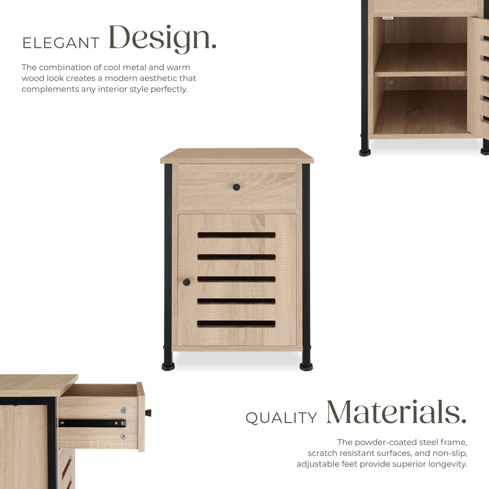 Tectake Waterford Single Door Single Shelf Sonoma Oak Bedside Table Image 4