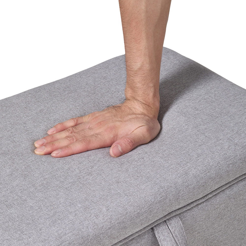 Living and Home Grey Linen Upholstered Storage Ottoman Image 6