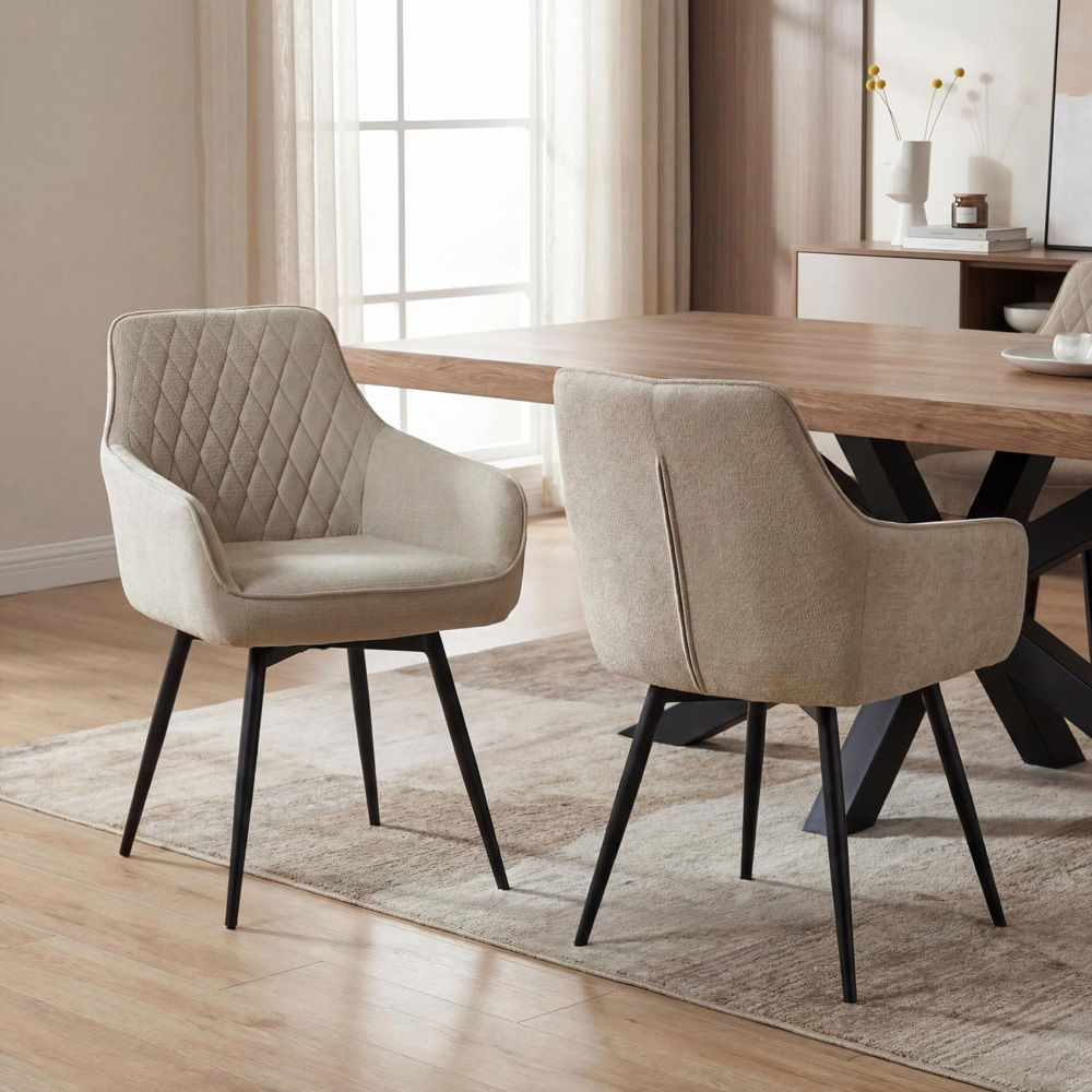 Portland Axton Beige Fabric Dining Chair Image 7