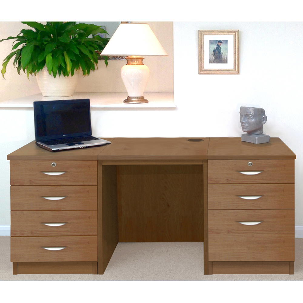 R White Cabinets 7 Drawer Dark Brown Set-09 Desk Image 4