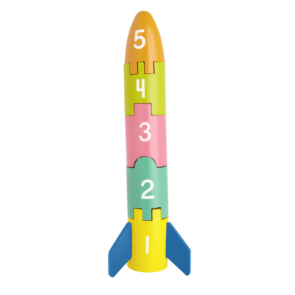 Wilko Little Steps Wooden Number Stack-A-Rocket Image 1