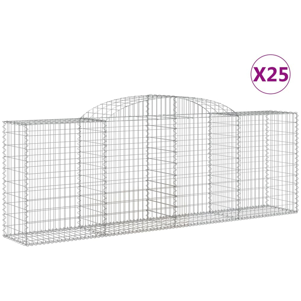 vidaXL Silver Galvanised Iron Gabion Basket 300 x 50 x 100/120cm 25 Pack Image 4