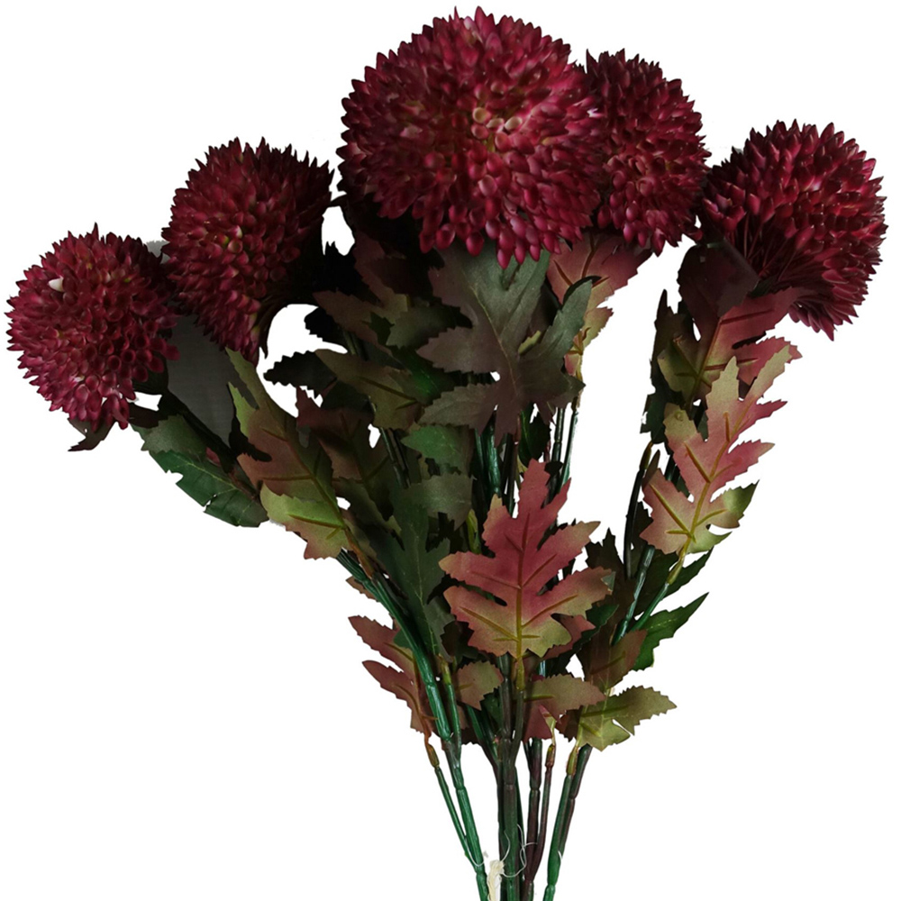 Leaf Pink Large Ball Dahlia Single Stem Artificial Flower 6 Pack Image 2