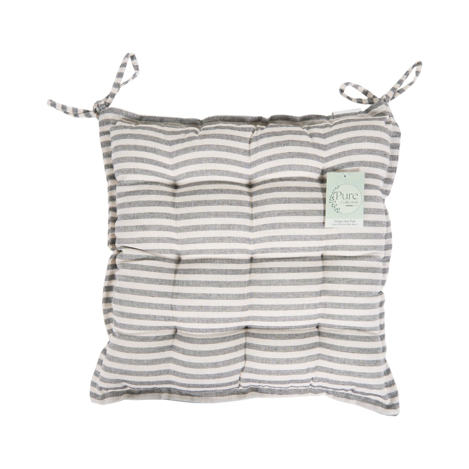 Soft Stripe Seat Pad Grey and White Image 1