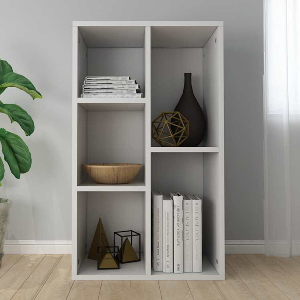 vidaXL 5 Shelf White Wooden Bookcase Image 1