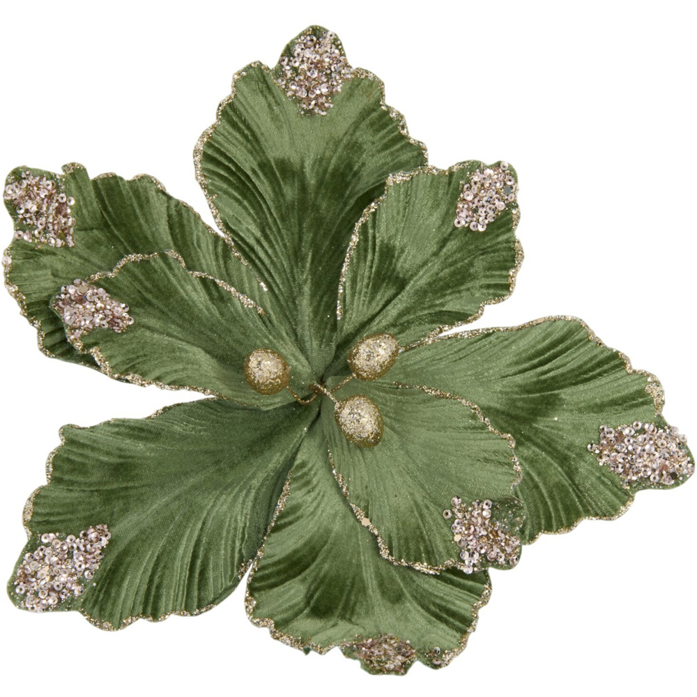 Glitter Tipped Flower Clip Green Image 2