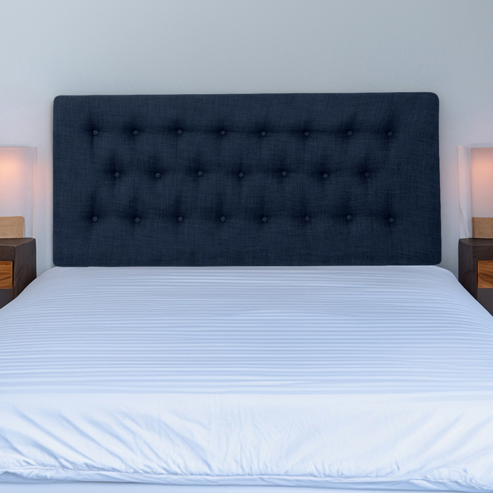 Bedmaster Lona Super King Size Midnight Linen Buttoned Headboard Image 1