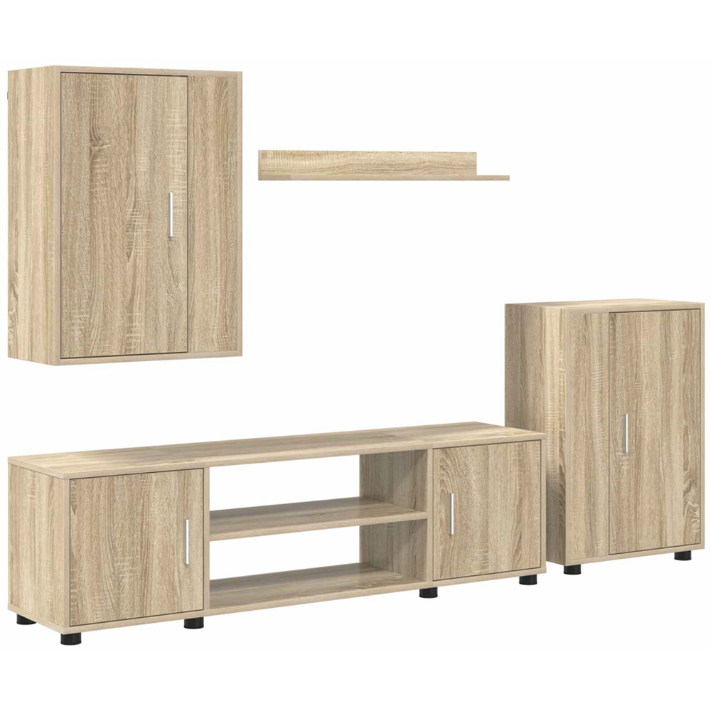 vidaXL Sonoma Oak Wall Mounted 4 Piece TV Cabinet Set Image 2