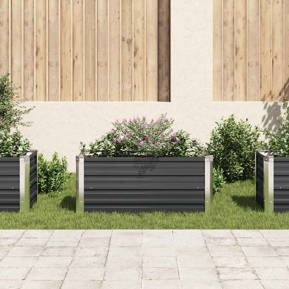 vidaXL Anthracite Galvanised Steel Raised Garden Bed 45 x 40 x 100cm Image 2