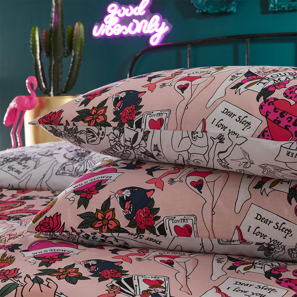 furn. Inked Super King Blush Duvet Set Image 2