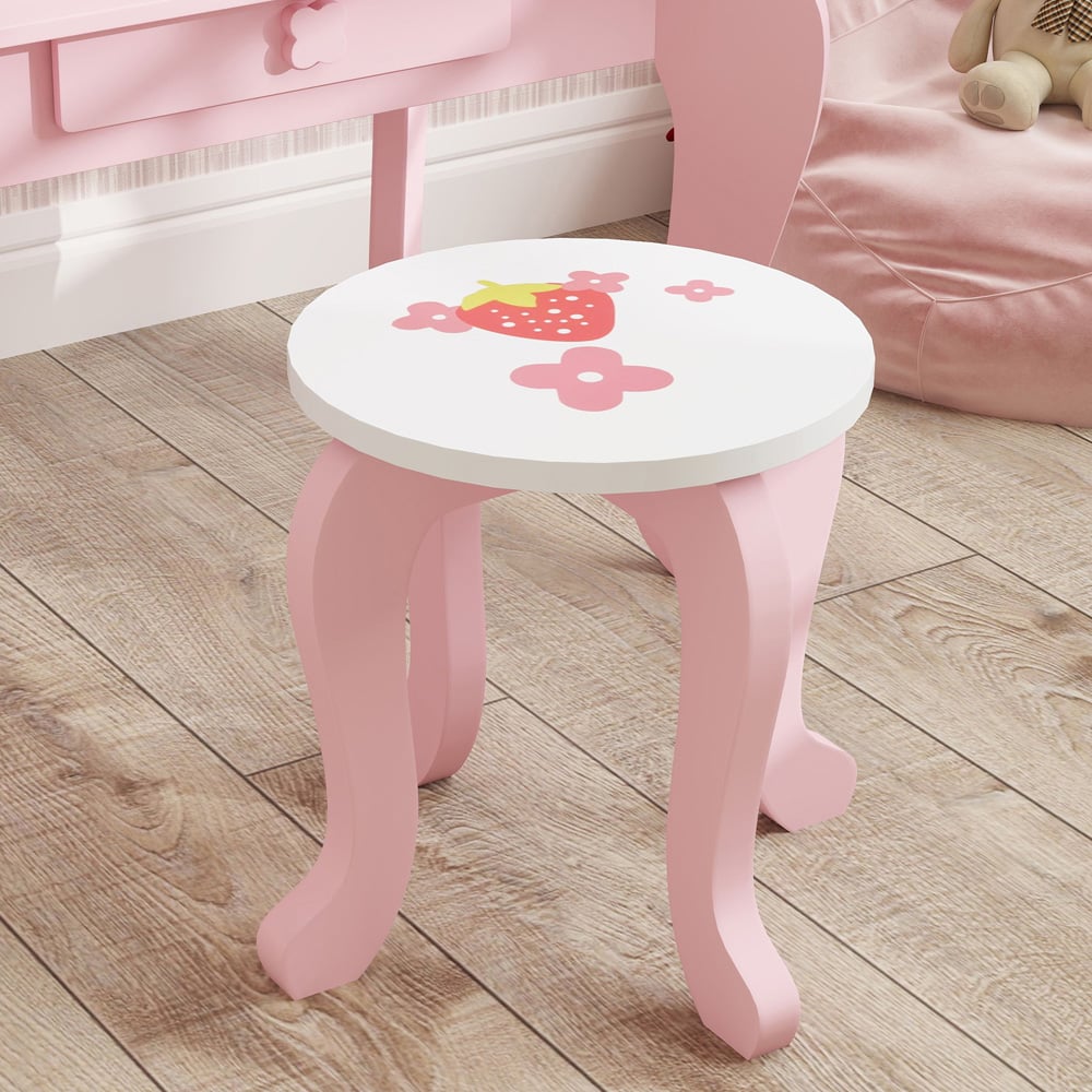 AIYAPLAY 2 Piece Pink Kids Dressing Table and Stool Set Image 4