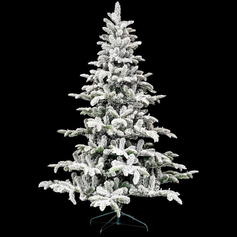 Shatchi Warm White LED Snow Covered Green Tips Flocked Christmas Tree 8ft Image 2