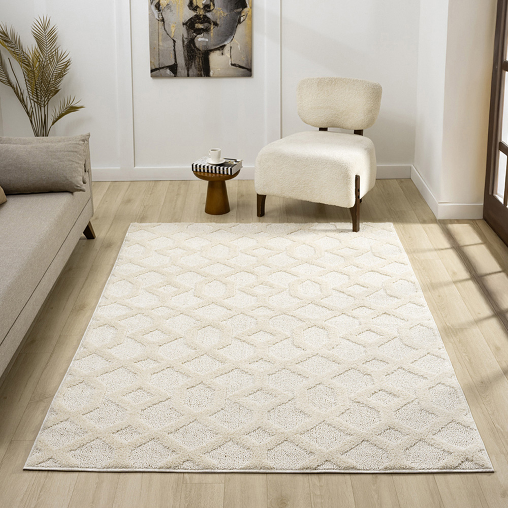 Desire Rugs Isabella Cream Embossed Imperial Trellis Rug 200 x 290cm Image 2