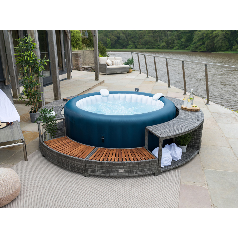 Lay-Z-Spa 2 Door 2 Shelf Grey Round Rattan Spa Surround 200cm Image 2