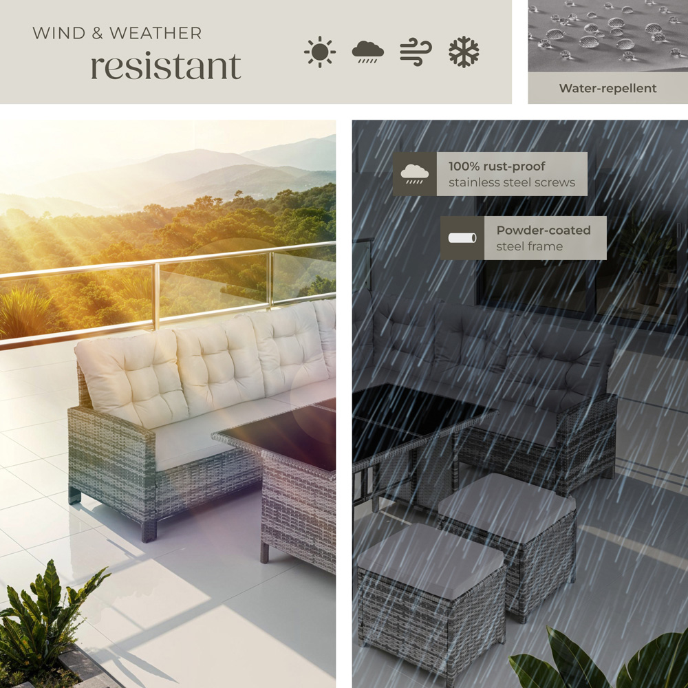 tectake Barletta 8 Seater Grey Rattan Garden Sofa Set Image 7