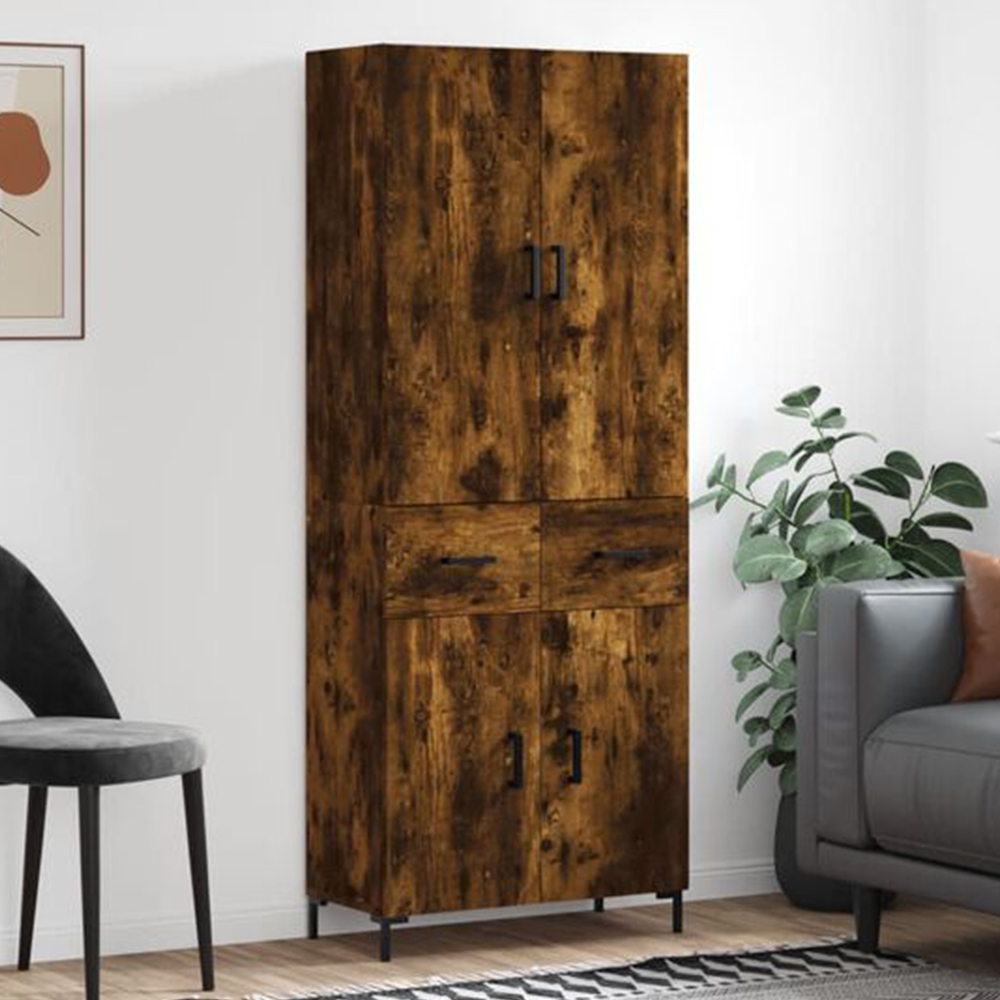 vidaXL 4 Door 2 Drawer Smoked Oak Highboard Image