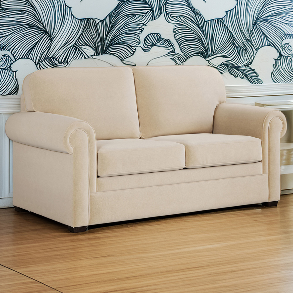 Jay-Be Heritage 2 Seater Brushed Twill Linen Sofa Bed with e-Pocket Mattress Image 1