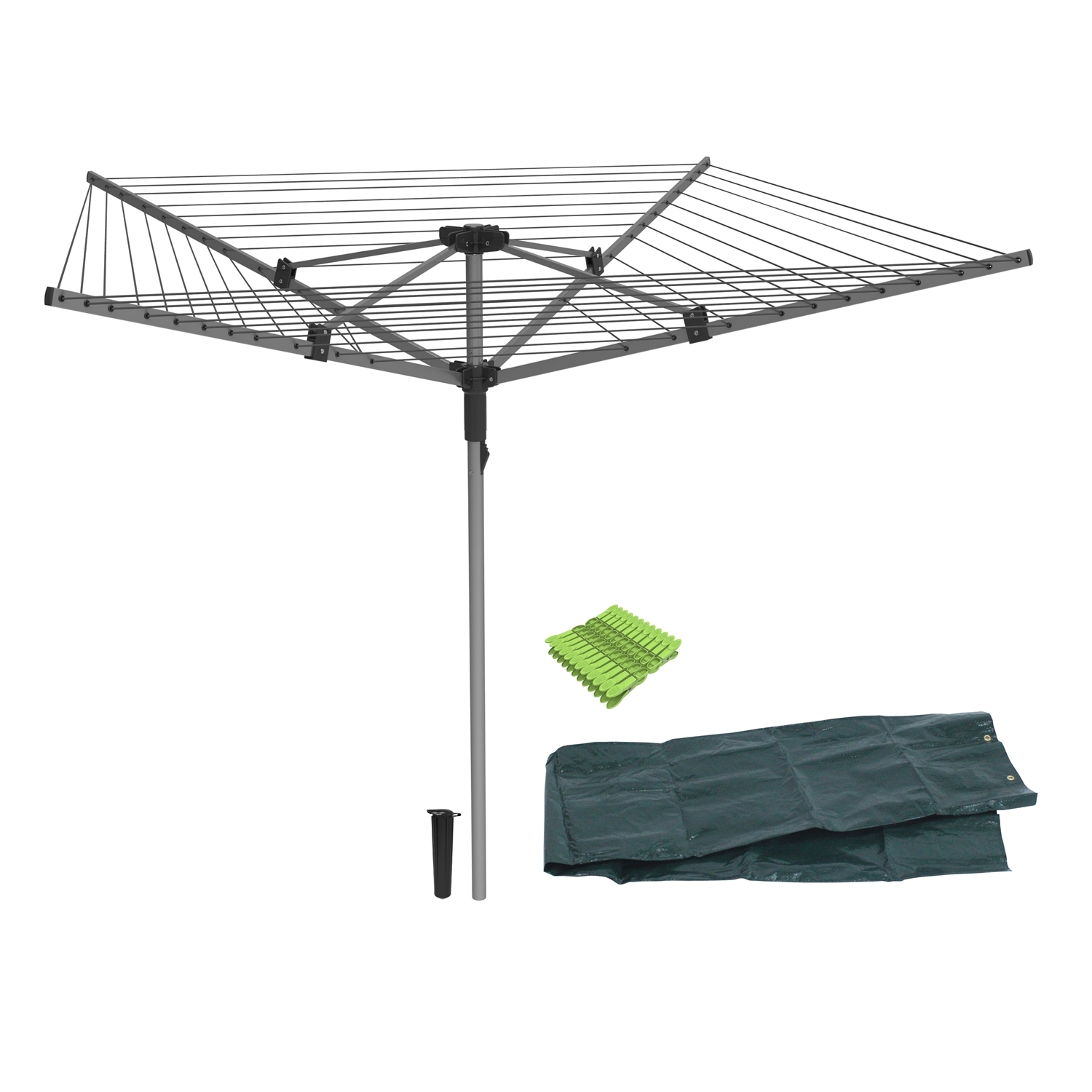 Addis Grey Rectangular Arm Rotary Outdoor Airer 45m Image