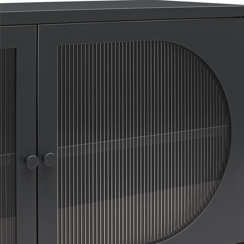 Dorel Luna 2 Door Black Fluted Glass Wide Accent Cabinet Image 7