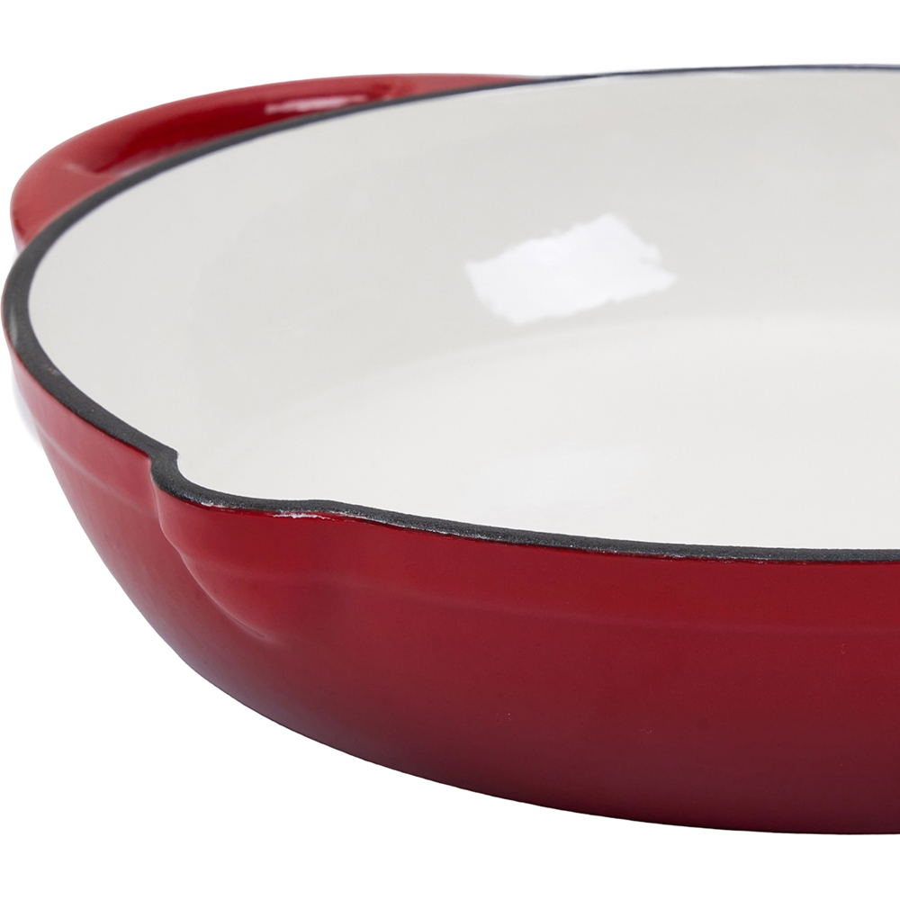 Living and Home 46 x 29cm Red Enamelled Cast Iron Round Frying Pan Image 5