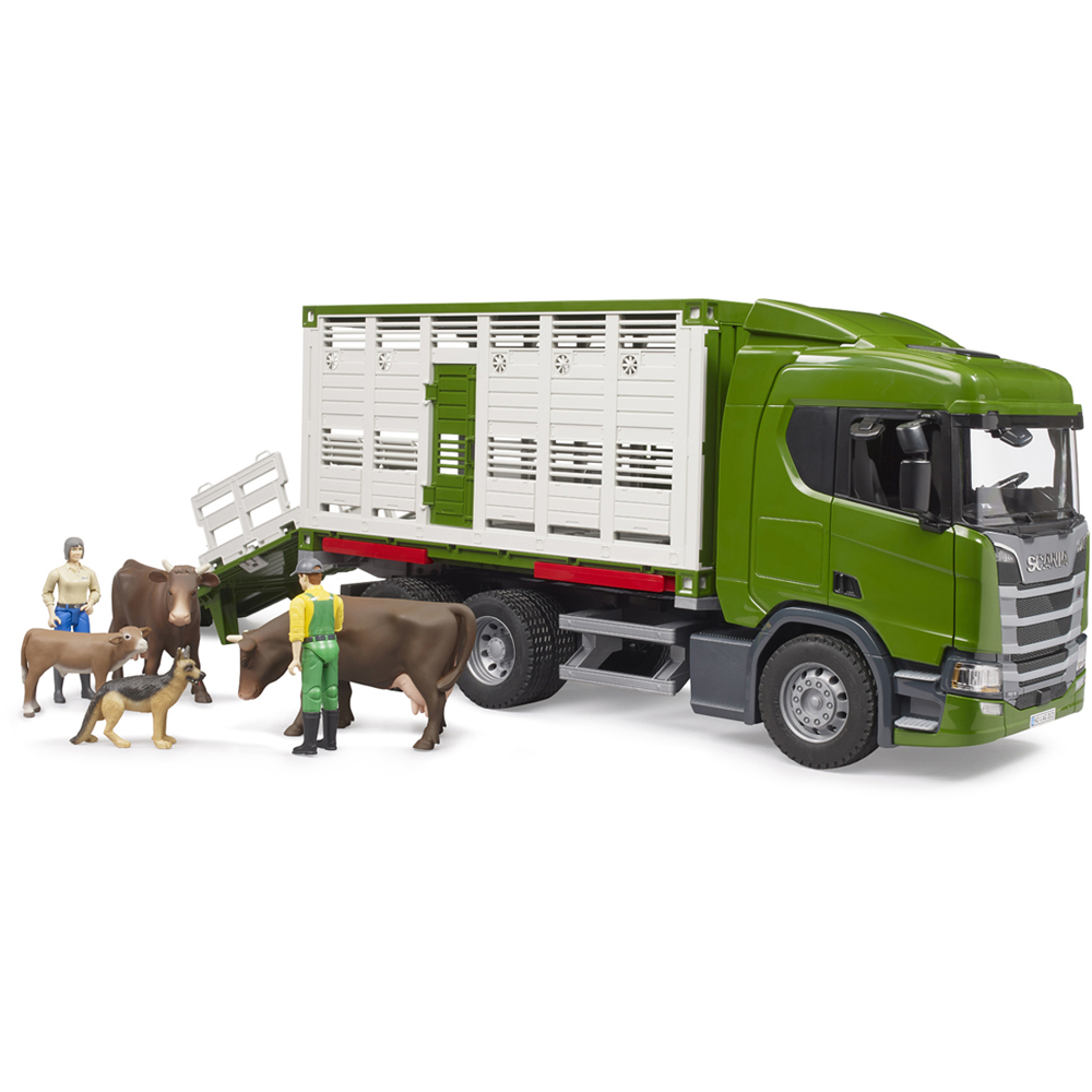 Bruder Kids Scania Super 560R Cattle Transportation Truck with Cattle Playset Model Image 8