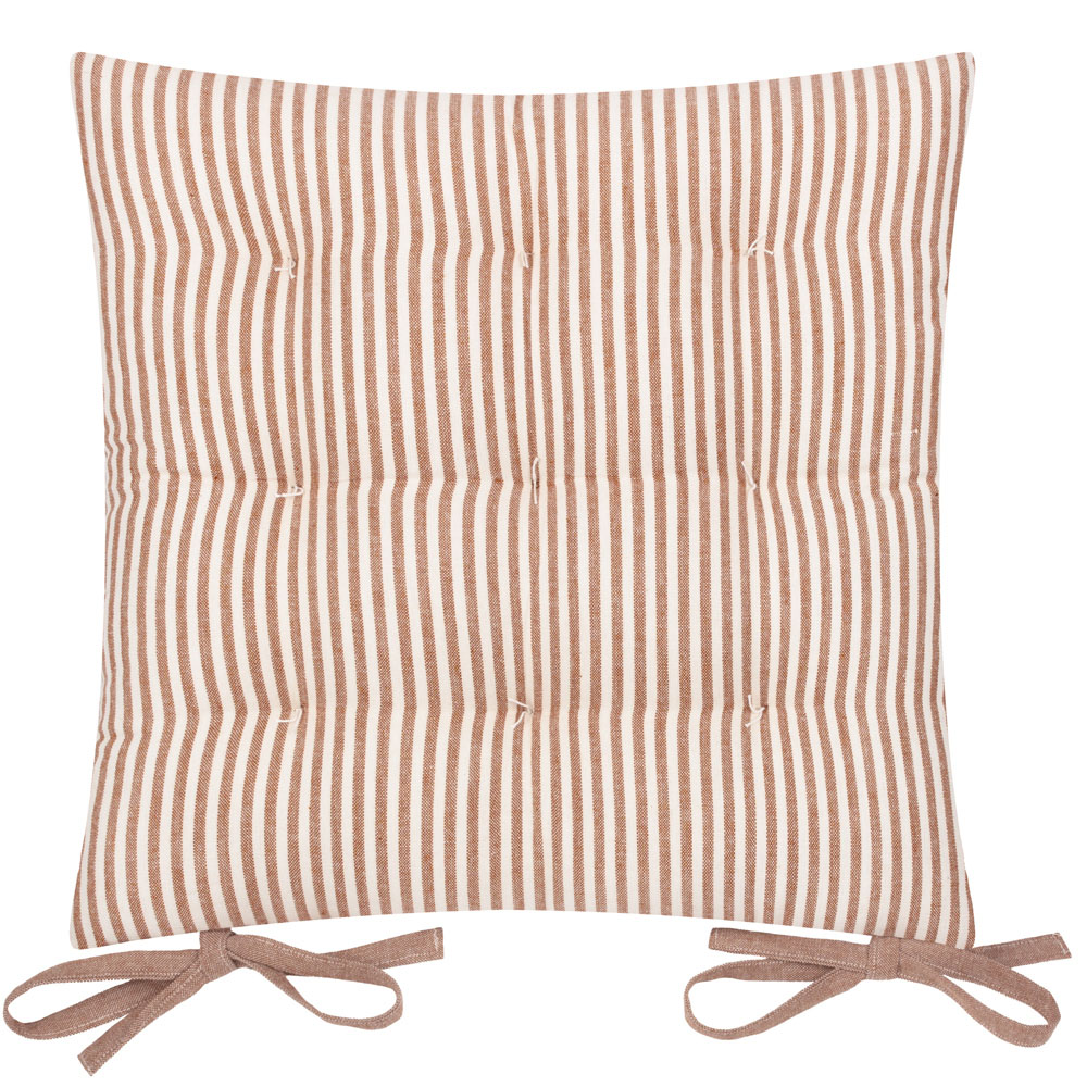 Yard Hayle Pecan Striped Cotton Seat Pad 40 x 40cm 2 Pack Image 4