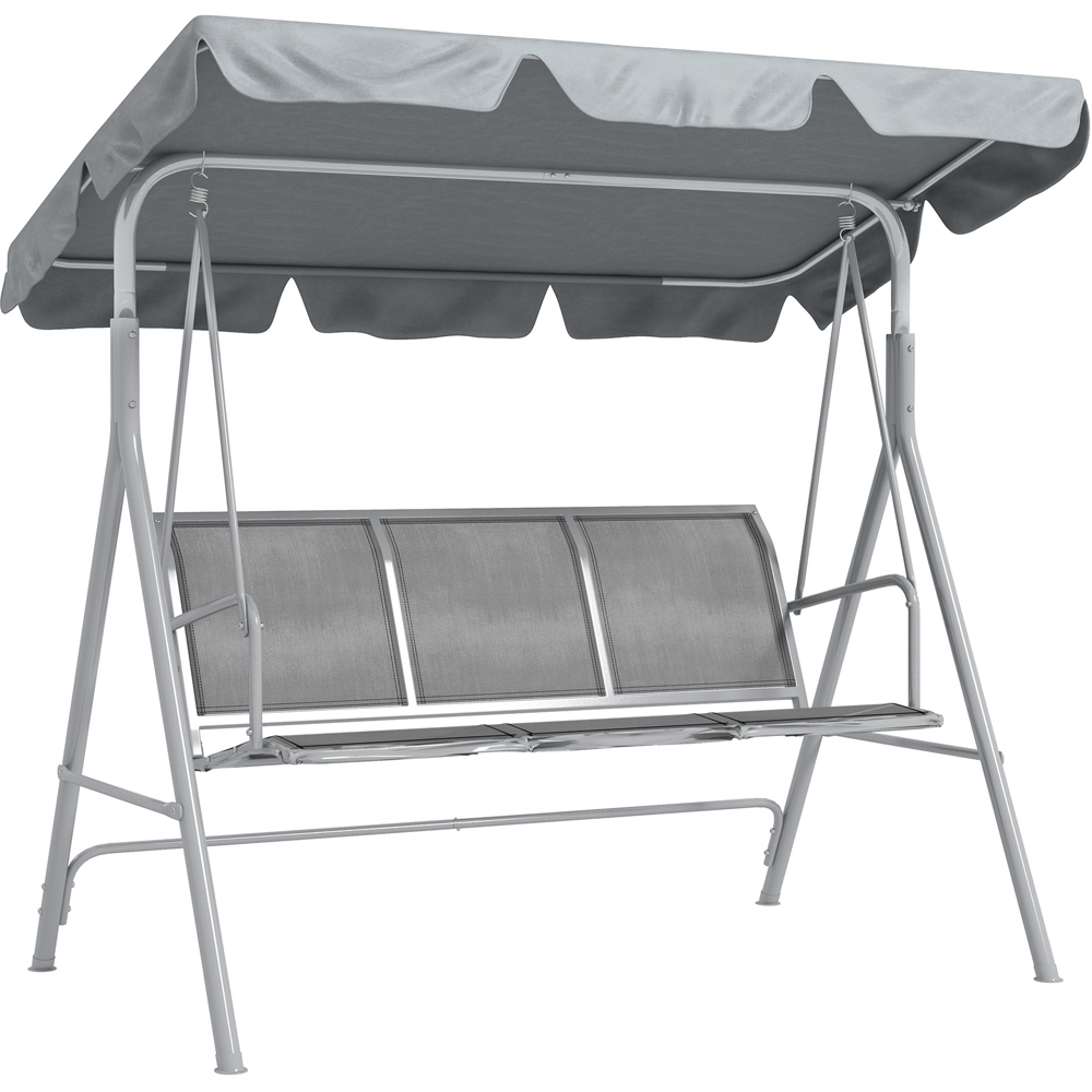 Outsunny 3 Seater Light Grey Swing Chair with Canopy Image 2