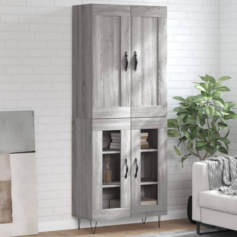 vidaXL 4 Door Grey Sonoma Highboard Image 1