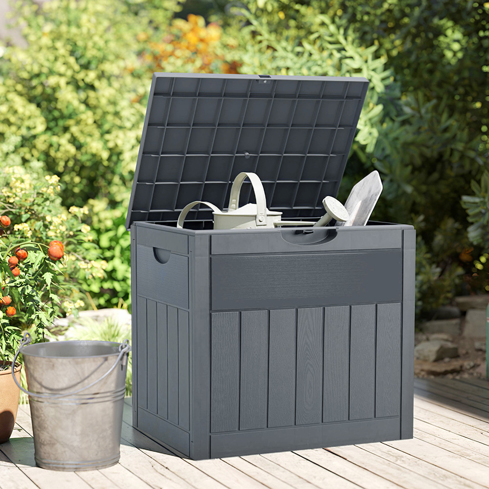 Living and Home Grey Waterproof Wood-Grain Texture Storage Box 126L Image 2