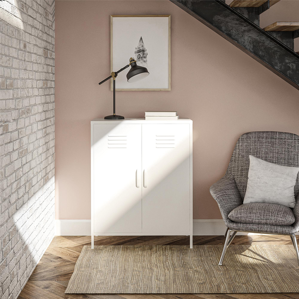 Dorel Mission District 2 Door Soft White Freestanding Storage Cabinet Image 7